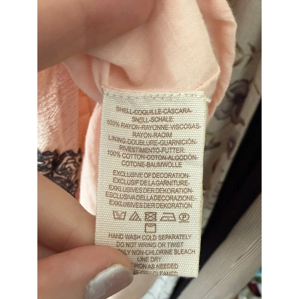 Free People Tunic Dress Embroidered Boho Open Back‎ S Pink Floral High Low Rayon